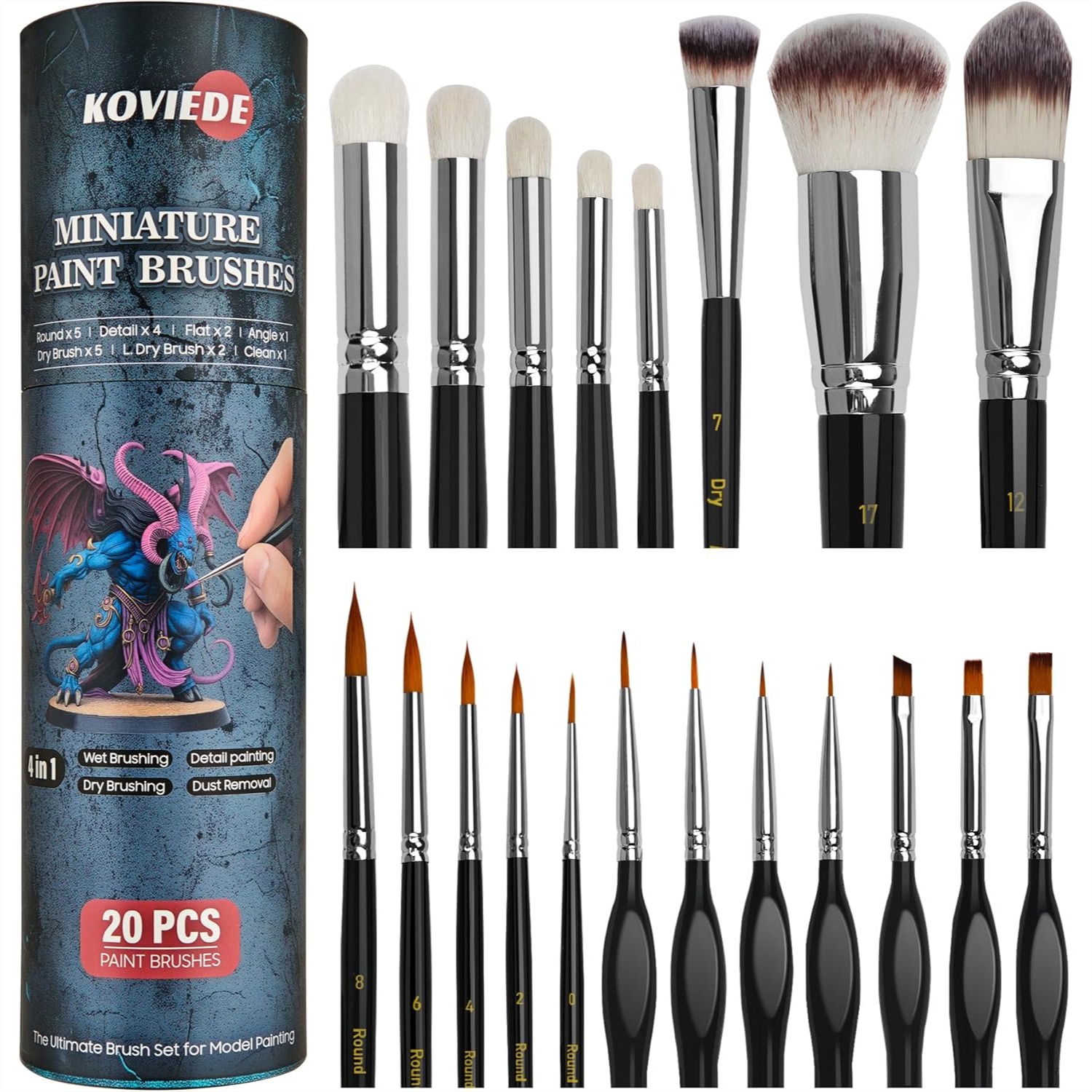 20Pcs Miniature Paint Brushes  - Detailing Brush Set 리뷰 및 가격